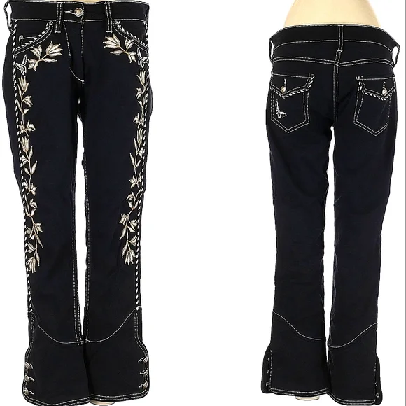 Isabel Marant Western Embroidered Floral Button Cuff Runway Jeans - Picture 3 of 9